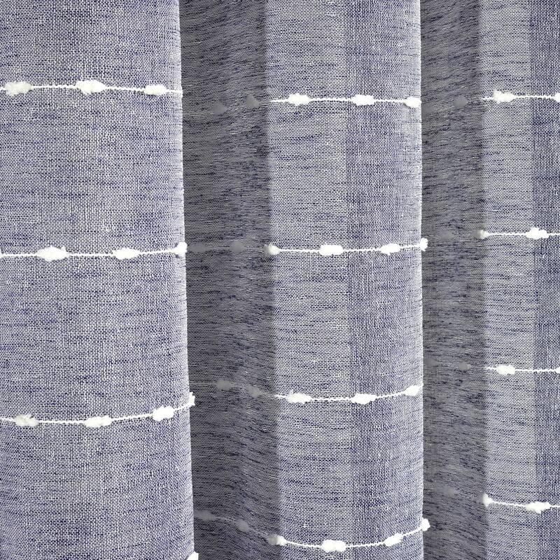 Lush Decor Farmhouse Textured Grommet Sheer Window Curtain Panel Pair