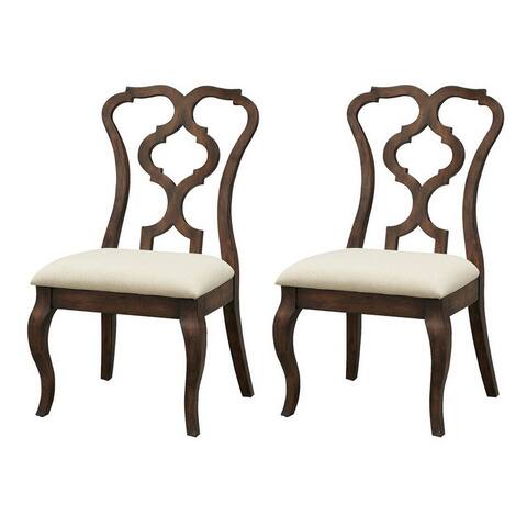 Somette Chateau lighter to darker Brown tones Upholstered Dining Side Chairs - Set of 2