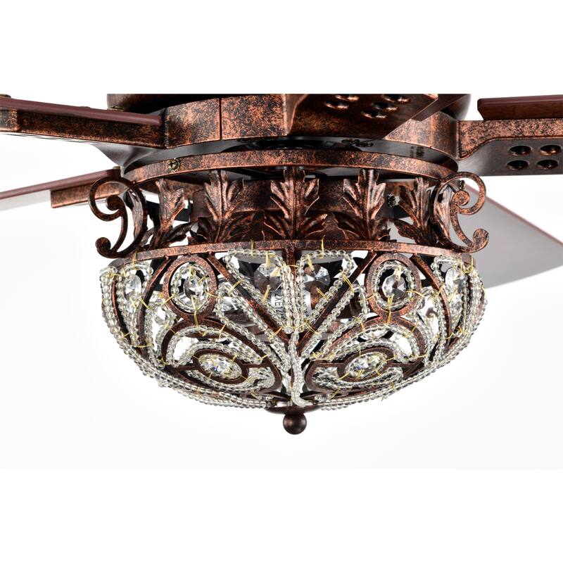 Laylani 52 Inch Antique Copper Ceiling Fan 2 Light with Remote