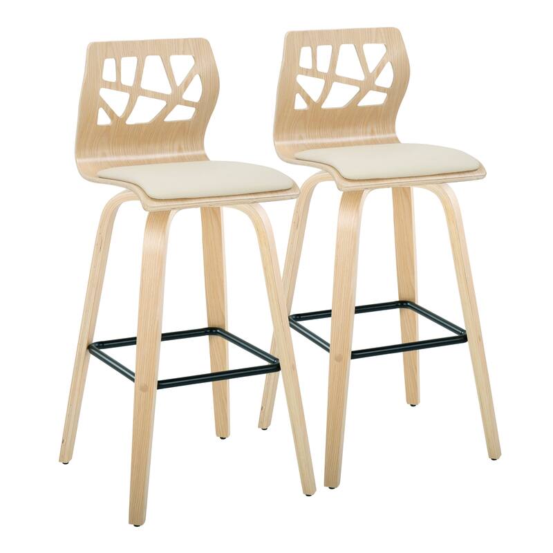 Carson Carrington Sala 30" Fixed-Height Bar Stool with Bent Wood Legs & Square Footrest (Set of 2)