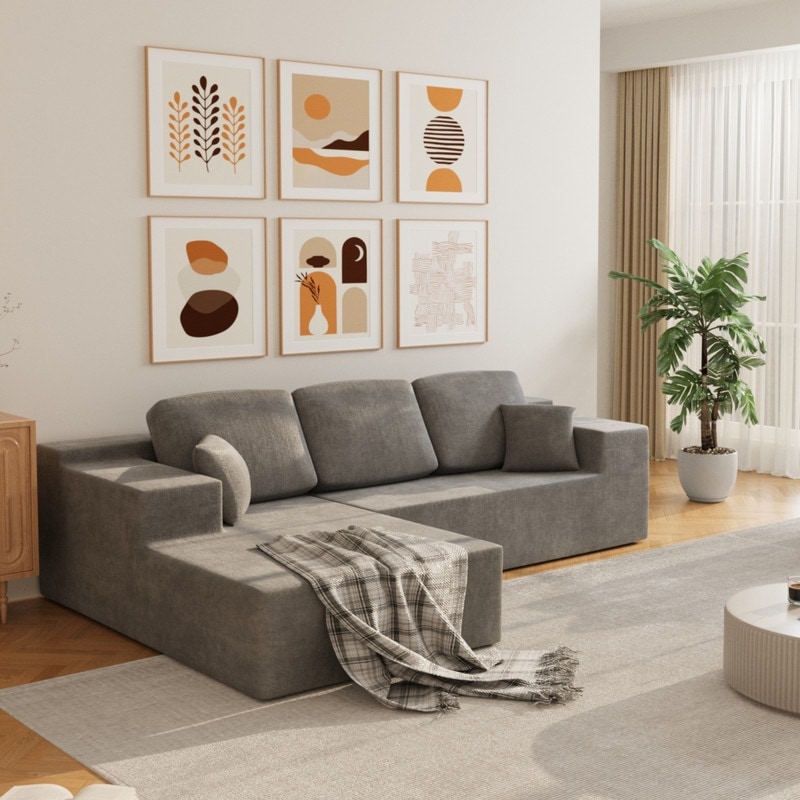 Modular Combination sofa, Cloud-Sectional Couch with Deep Seat, Modern Modular L-Shaped Sofa