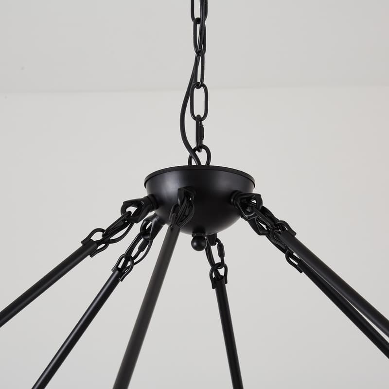60-Inch Black Extra Large Wagon Wheel Chandelier, 2 Tier 54-Light Farmhouse Round High Ceiling Pendant Light - 60