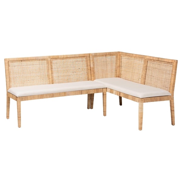 Kalimantan Bohemian Light Honey Rattan 2-Piece Banquette Set