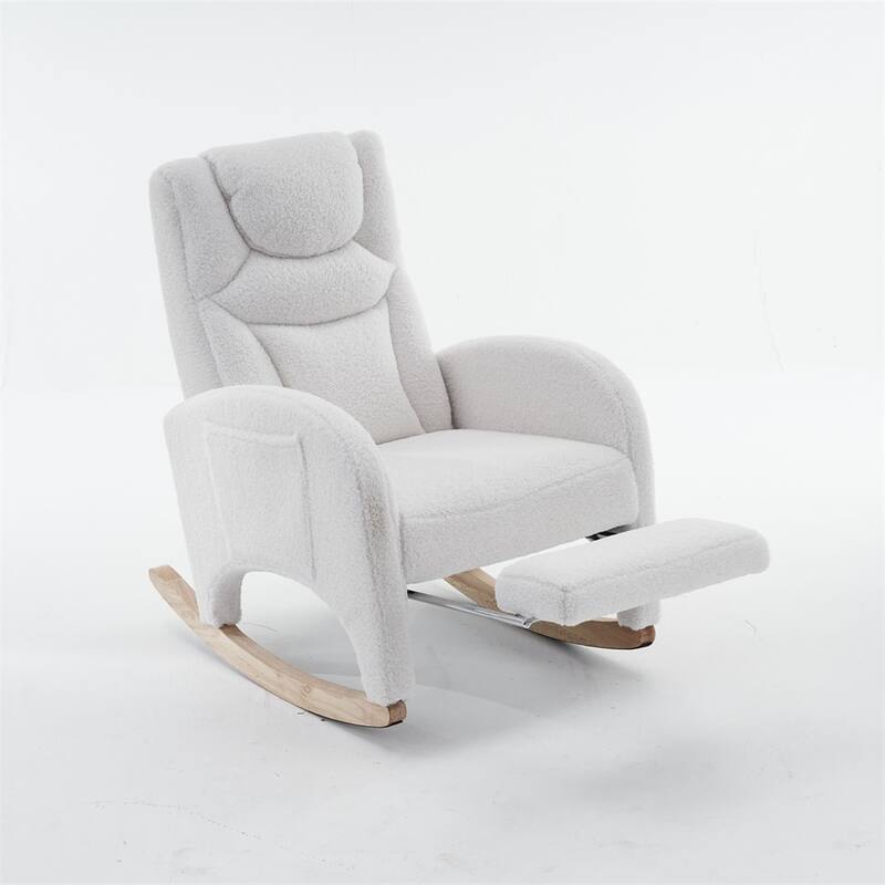 Ergonomic Fabric Nursery Rocking Chair With Adjustable Footrest