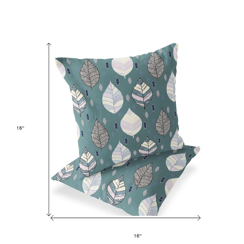 HomeRoots Set of Two 16" X 16" Green and Yellow Blown Seam Botanical Indoor Outdoor Throw Pillow - 16.00' X '16.00' X '5.00