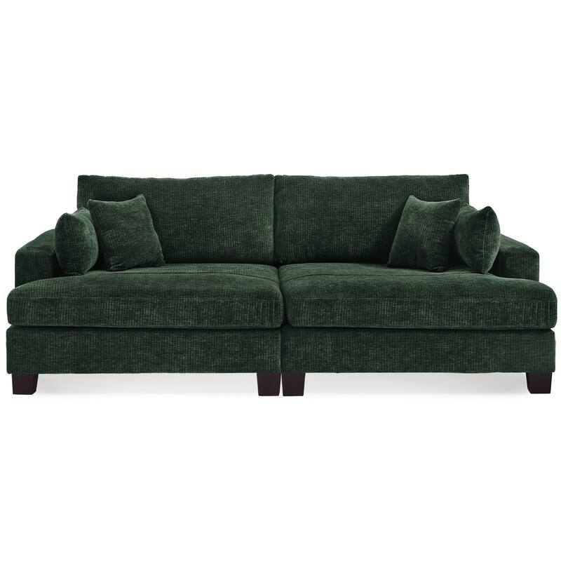 88"W 3-Seater Sofa Chenille Upholstered Couch Modern Loveseat Sofa Wooden Frame Sofa for Living Room