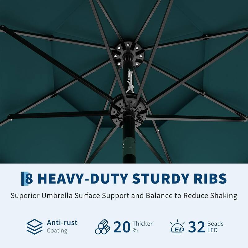 10Ft 3-Tier Patio Umbrella, with Vents, Easy Crank & Tilt