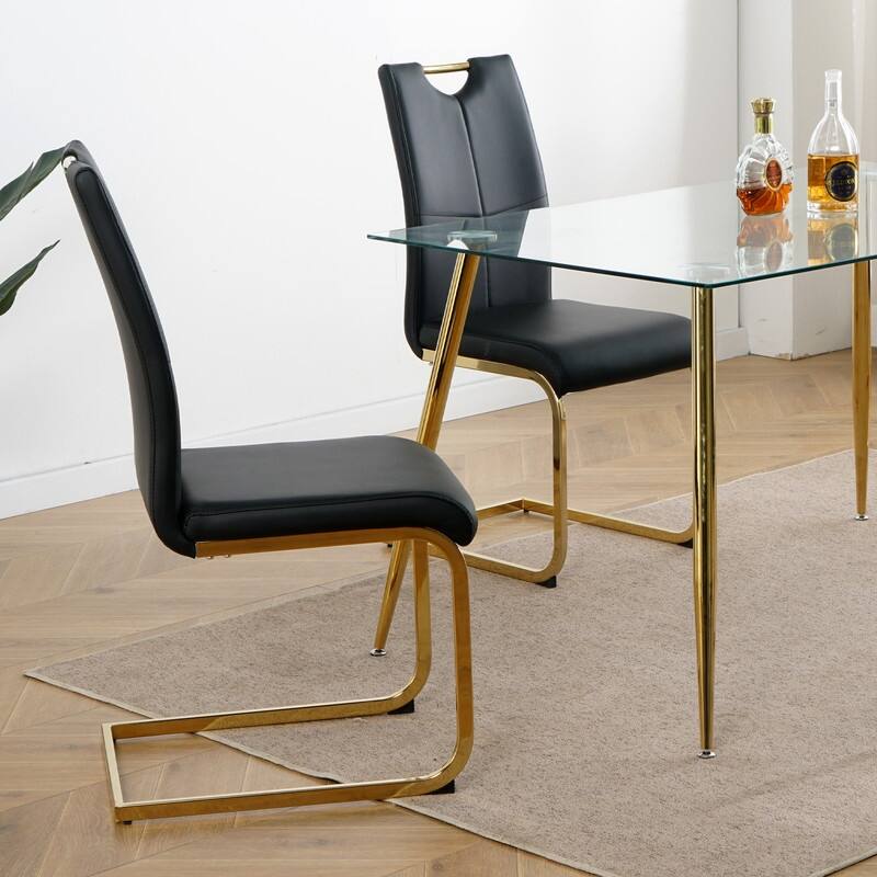 Set of 2 Dining Chairs with Faux Leather Padded Seat