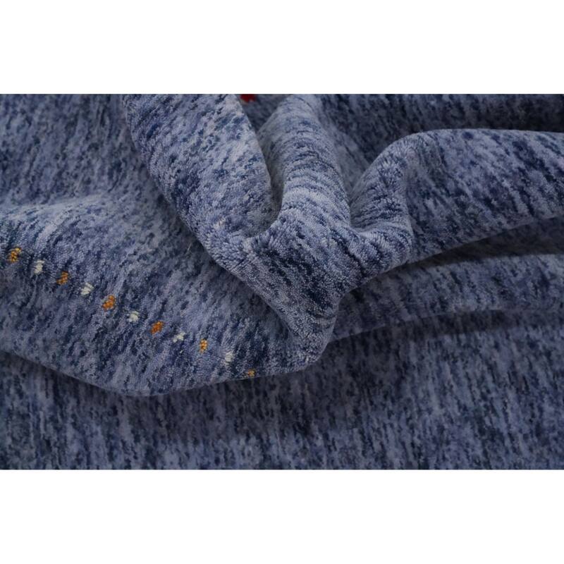 Hand Knotted Oriental 100% Wool Carpet Tribal Animal Pictorial Navy Blue & Blues Gabbeh Area Rug - 6' 0'' X 6' 0''