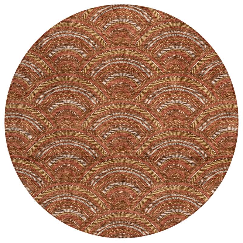Machine Washable Indoor/ Outdoor Modern Mosaic Chantille Rug
