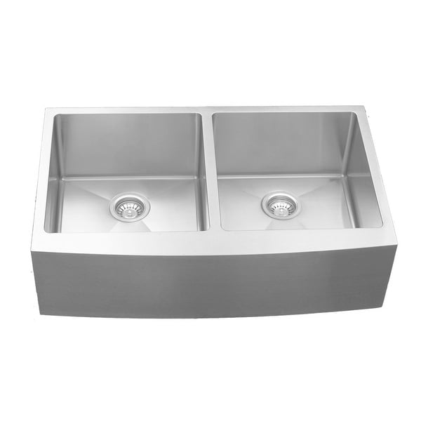Karran Stainless Steel 36 in. Farmhouse/Apron Double bowl 50/50 Sink