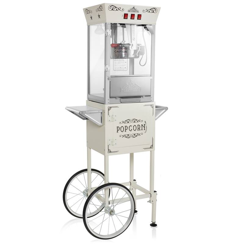 Movie TheaterStyle Popcorn Machine with Cart and 8oz Kettle - Cream