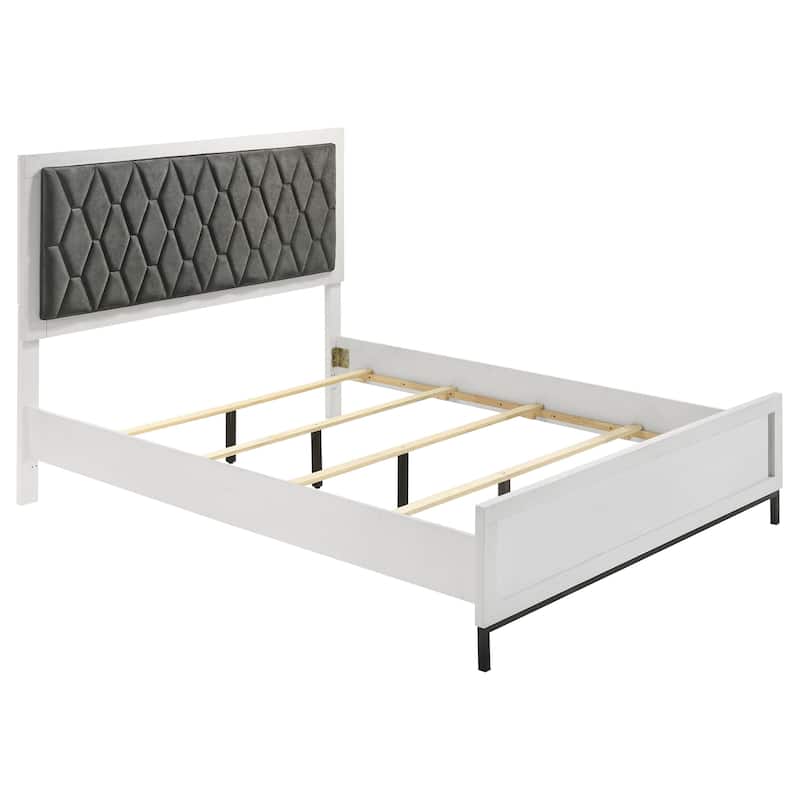 Noro 4pc Queen Bedroom Set, Modern White, Dresser Mirror Nightstand