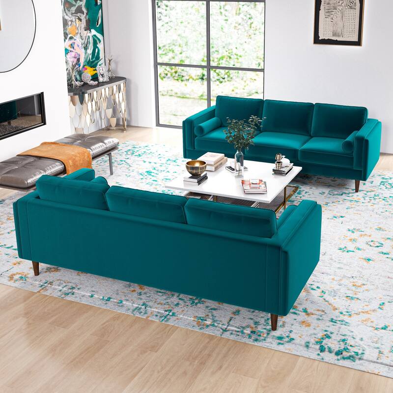 Fatih Mid Century Velvet Sofa Set