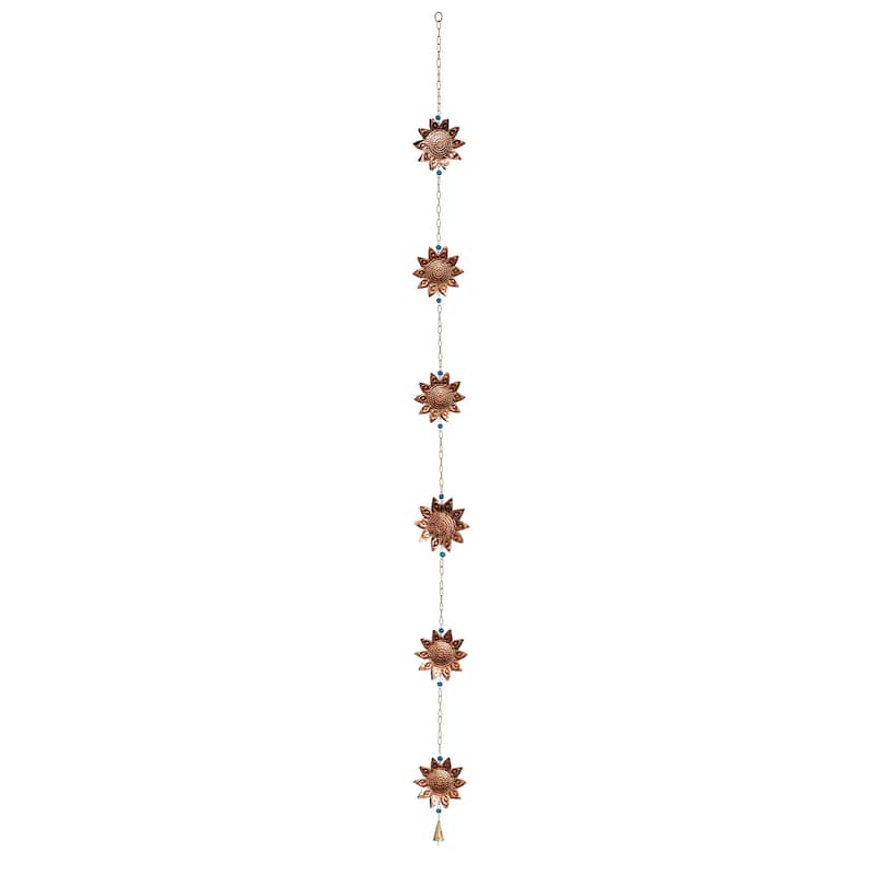 96" Sunflower Rain Chain with Glass Beads