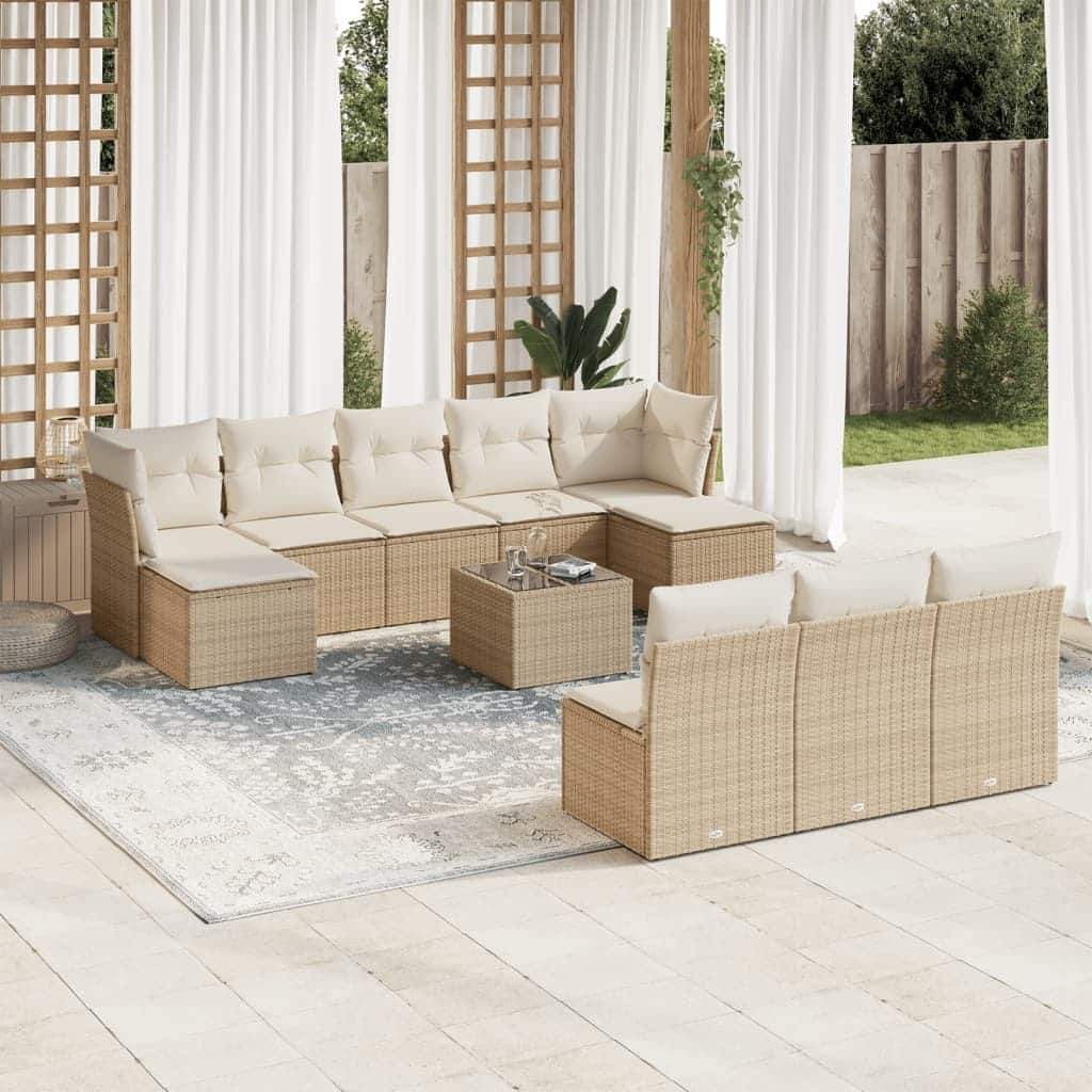 vidaXL Garden Sofa Set Beige, Cream White - 21.7 x 21.7 x 14.6