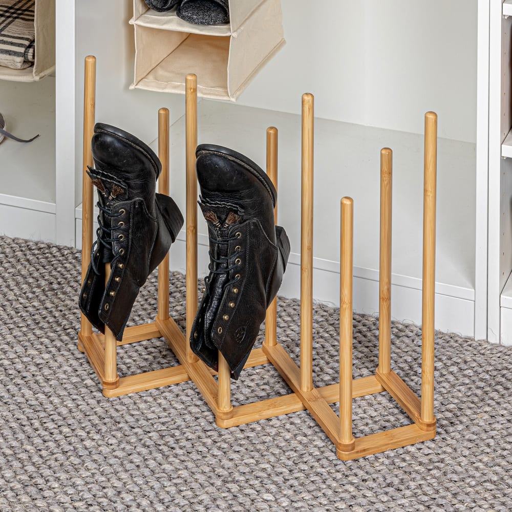 Household Essentials Bamboo and Metal 5 Pair Boot Rack - 18.3"L x 9.5"W x 18.1"H