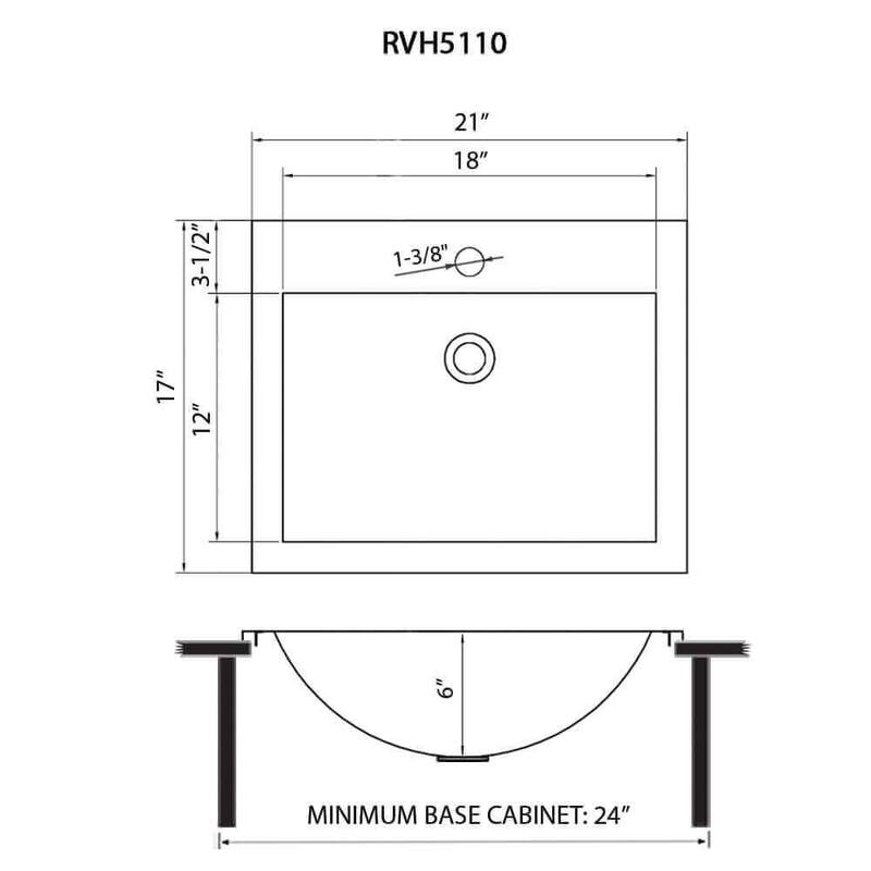 Ruvati 21 x 17 inch Brushed Gold Drop-in Topmount Bathroom Sink Stainless Steel – RVH5110GG - 21 x 17