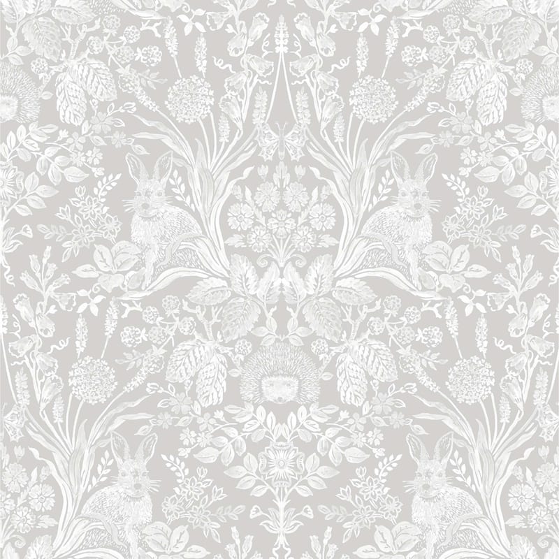 Woodland Damask Unpasted Wallpaper – 396in x 20.8in - Grey