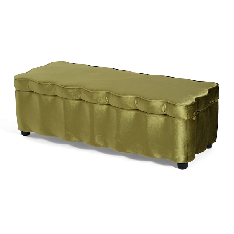 Christopher Knight Home - Milan Modern Velvet Storage Ottoman with Scalloped Design