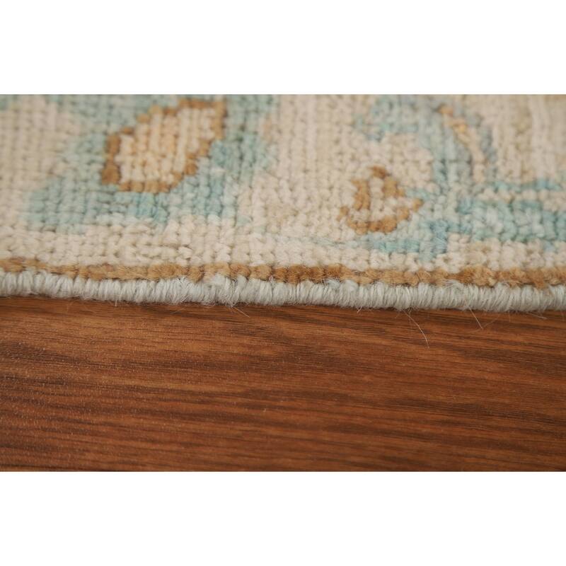 Hand Knotted Oriental 100% Wool Carpet Transitional Geometric Navy Blue & Blues Oushak Area Rug - 3' 0'' X 1' 11''