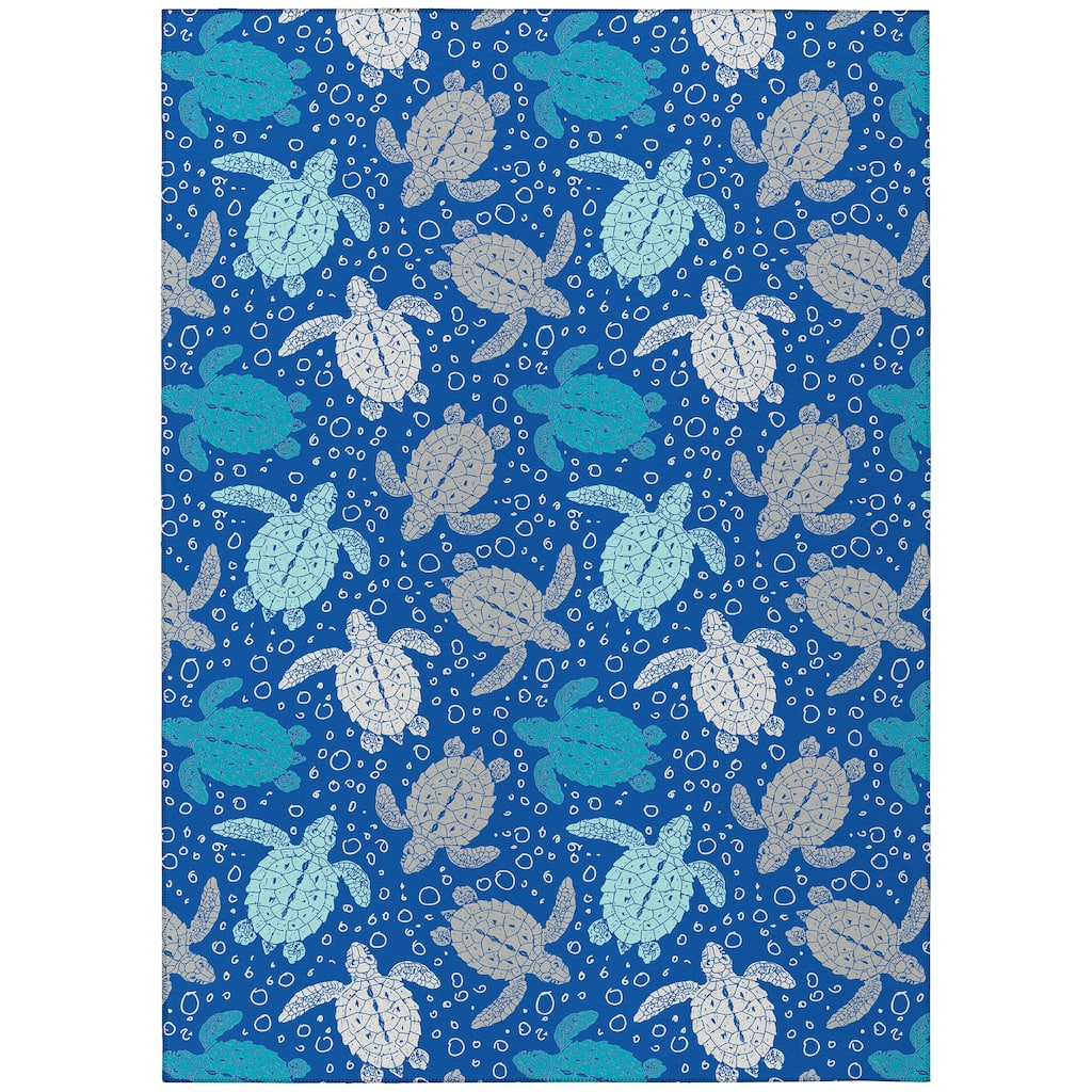 Indoor/ Outdoor Surfside Turtle Washable Rug New