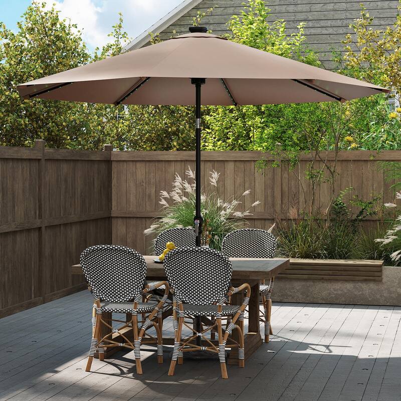 Costway 10 FT Solar Patio Umbrella with 96 LED Lights 35° Adjustable