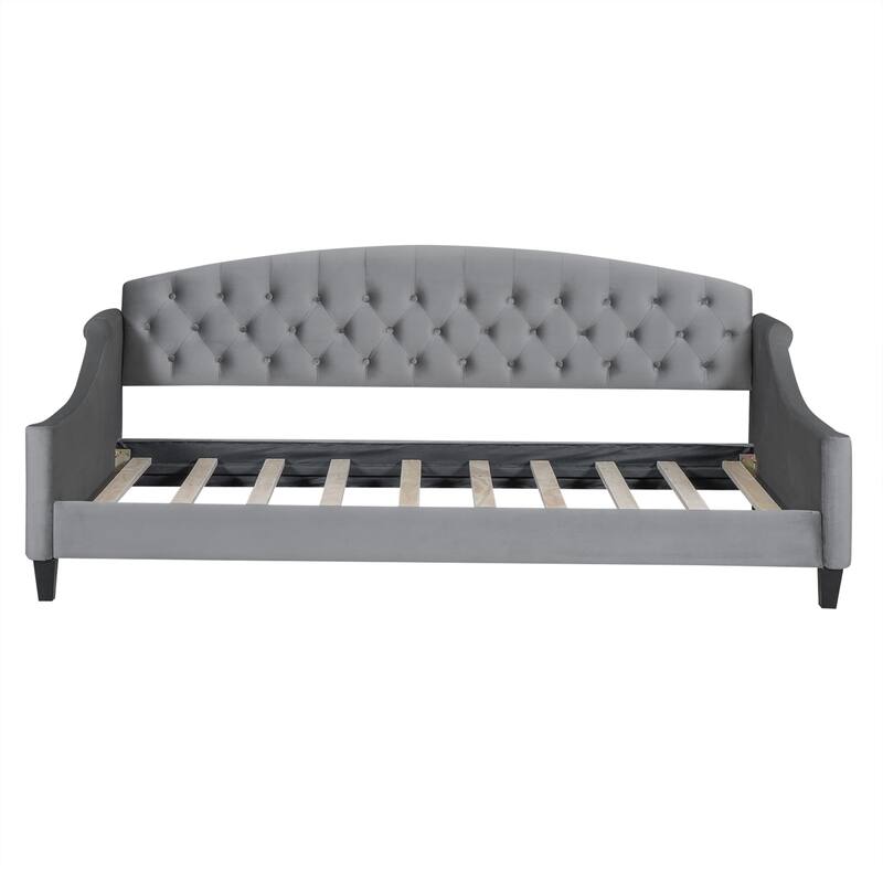 Tufted Button Twin Daybed, Gray, Modern Luxury Design with Plywood Frame