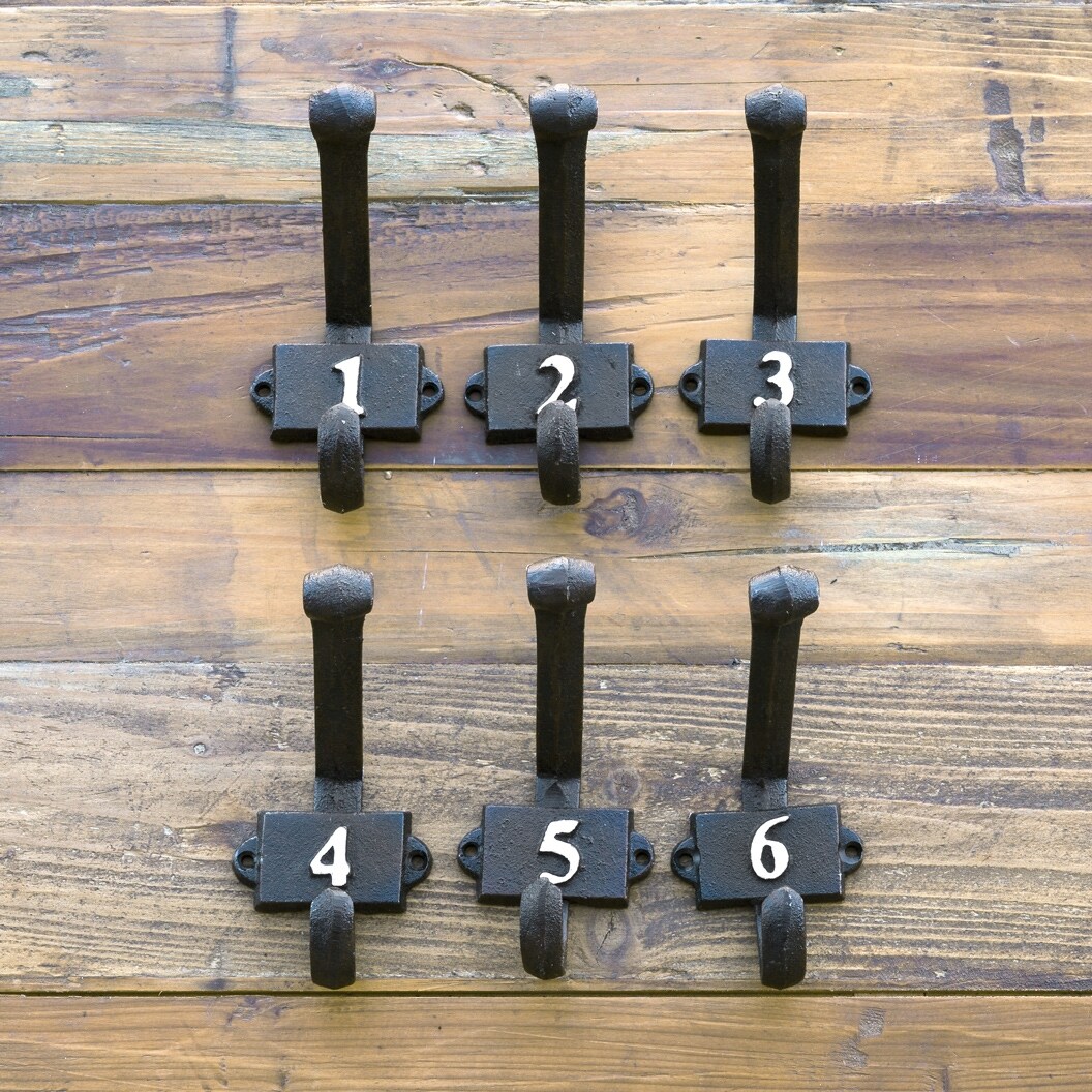 Numbered store wall hooks