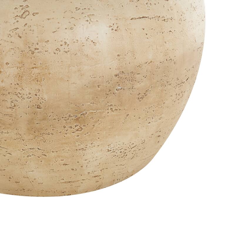 Beige Resin Wide Living Room Coffee Table with Glass Tabletop