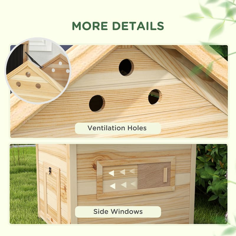 PawHut Duck Coop, Wooden Duck House, Outdoor Small Animal House with Openable Roof, Double Doors, Removable Base