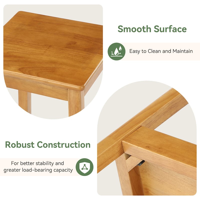 2-Tier Plant Shelf with Reinforced Frame, Solid Wood Indoor Plant Stand Set of 2
