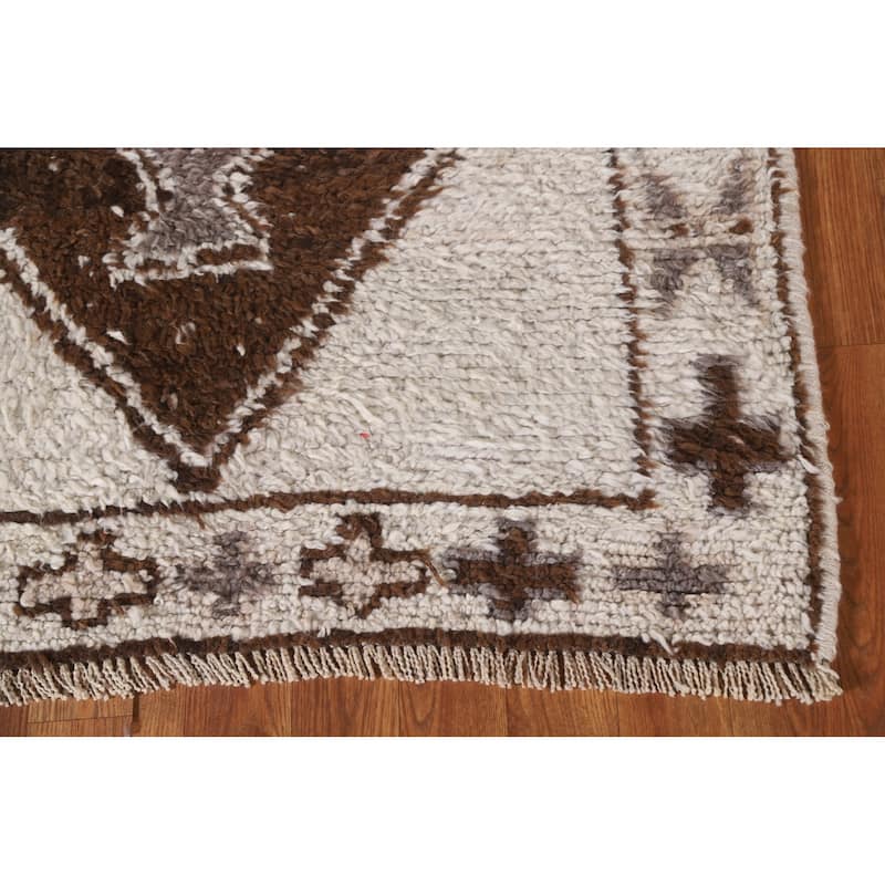 Natural Dye Beige Anatolian Turkish Runner Rug Handmade Wool Carpet - 3'6"x 10'11"