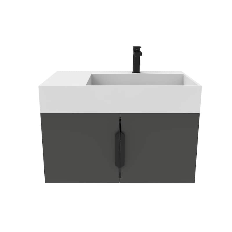 Amazon 30" Wall Mounted Bathroom Right Basin Vanity Set w/ White Top