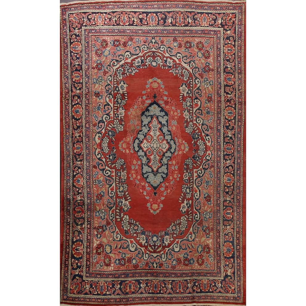 Antique Floral Traditional Mahal Persian Area Rug Handmade Wool Carpet - 7'10" x 11'1"