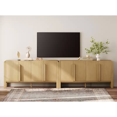 WAMPAT Modern TV Stand For Tvs Up To 120 Inch, 2 In 1 Wood Entertainment Center TV Console With Doors And Adjustable Shelves