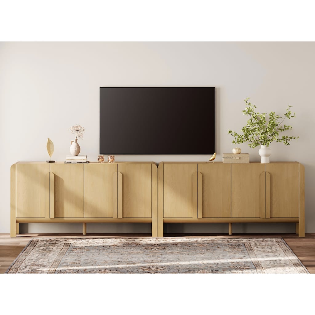 WAMPAT Modern TV Stand For Tvs Up To 120 Inch, 2 In 1 Wood Entertainment Center TV Console With Doors And Adjustable Shelves
