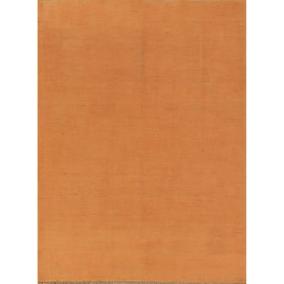 Modern Gabbeh Oriental Area Rug Handmade Orange Solid Wool Carpet - 4'11" x 6'7"