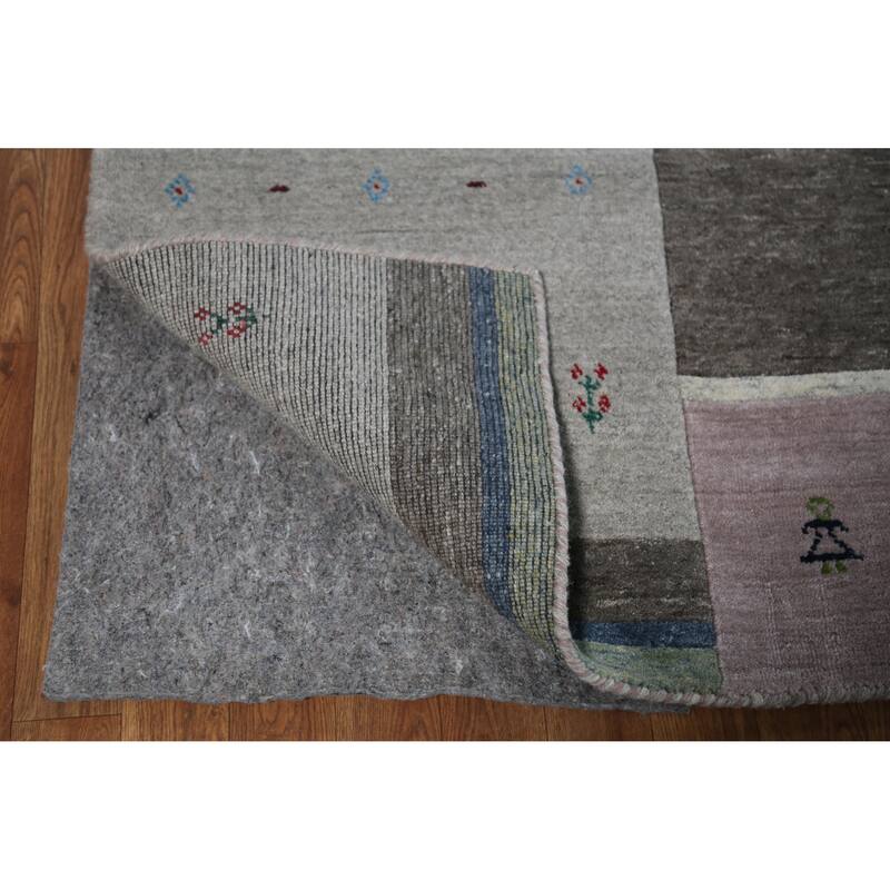 Grey Tribal Gabbeh Indian Area Rug Hand-Knotted Wool Carpet - 5'3" x 7'6"