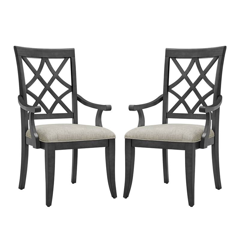 2-Pack Wooden Arm Dining Chairs, Comfortable Polyester Upholstered Cushions, Retro Style