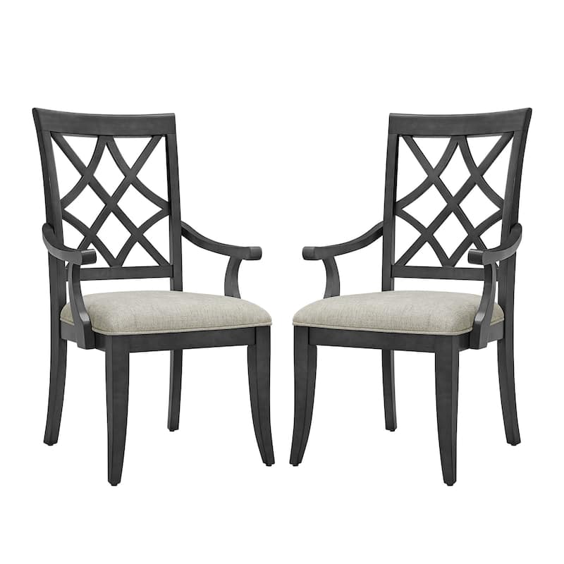Mid Century Wooden Arm Dining Chairs set of 2 - Gray