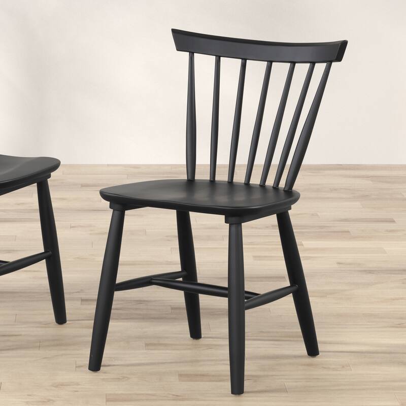 Furniture of America Olivea Mid-Century Modern Black Wood Spindle Back Windsor Chair (Set of 2)