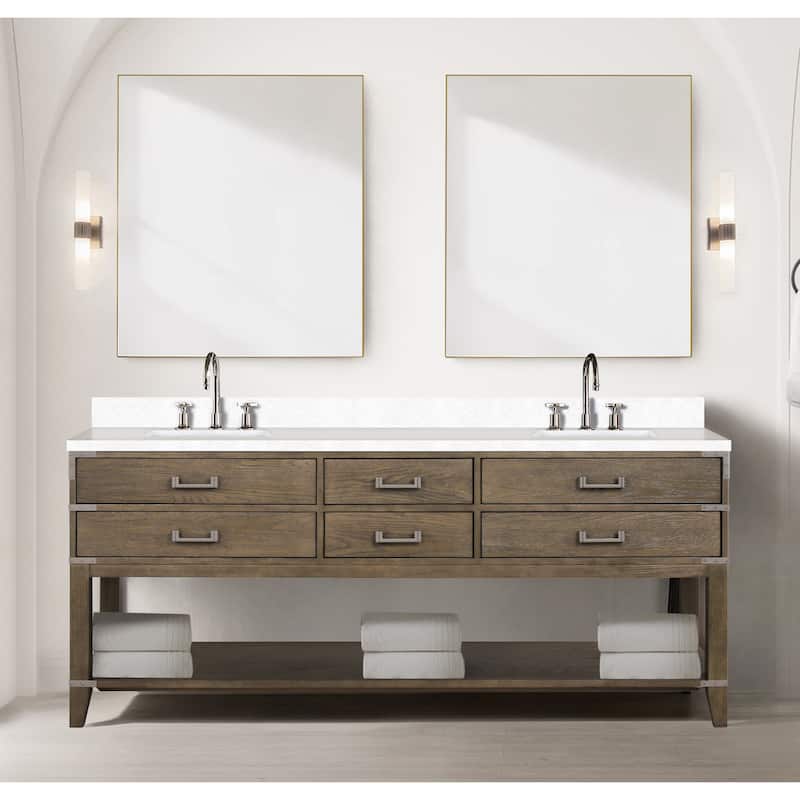 Norwalk 60 in W x 22 in D Black Oak Double Bath Vanity, Cultured Marble Top, and 28 in Mirrors