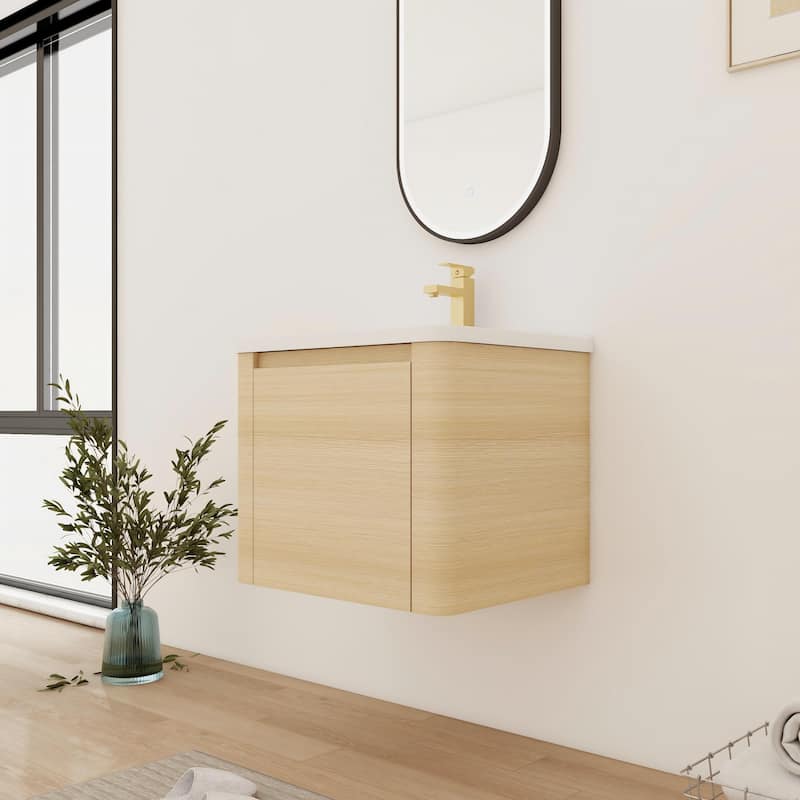 Bathroom Vanity With Sink In 24/28/36/40/60/68 Inch, Floating Bathroom Vanity With Soft Close Door