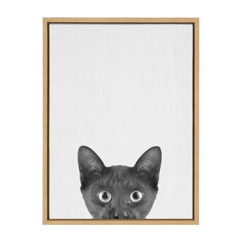 Kate and Laurel Sylvie Black Kitten Framed Canvas by Simon Te of Tai Prints