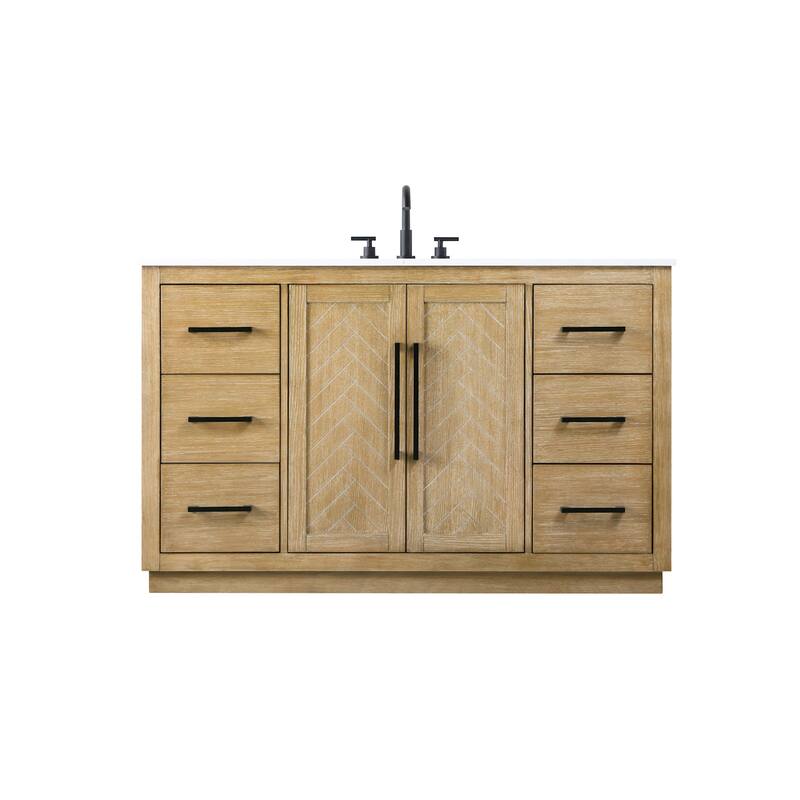 Elegant Lighting VF29054 Chase 54" Free Standing Single Basin Vanity - Linen Oak