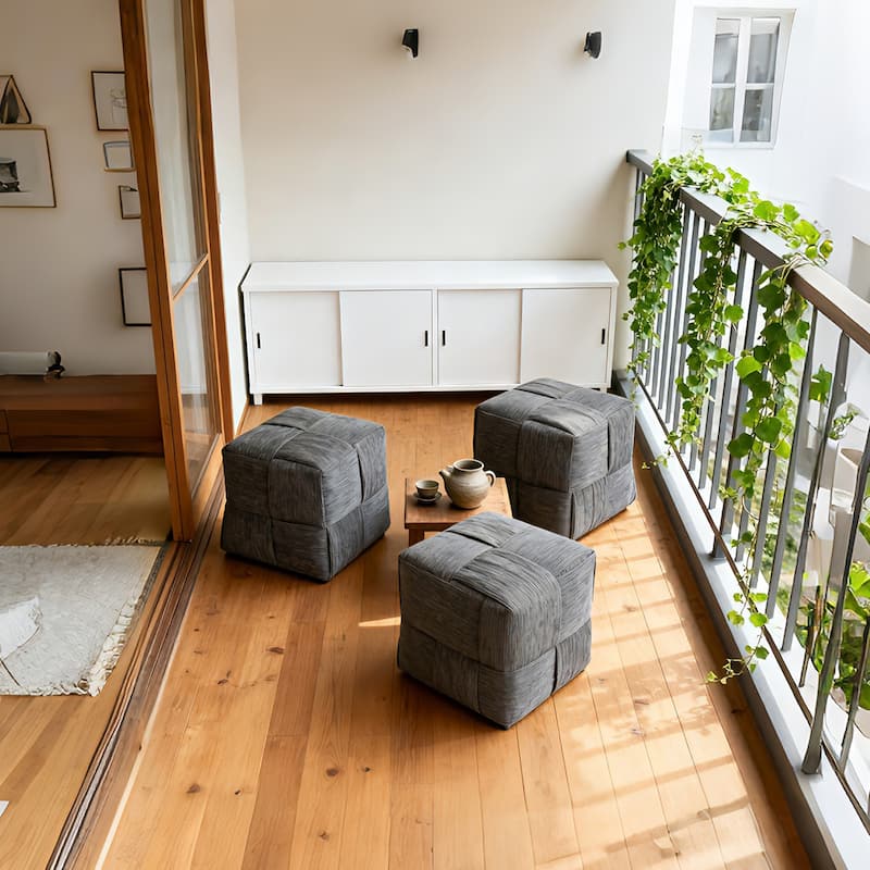 Anmytek Grey Corduroy Ottoman Foot Rest, 14.2-inch Square