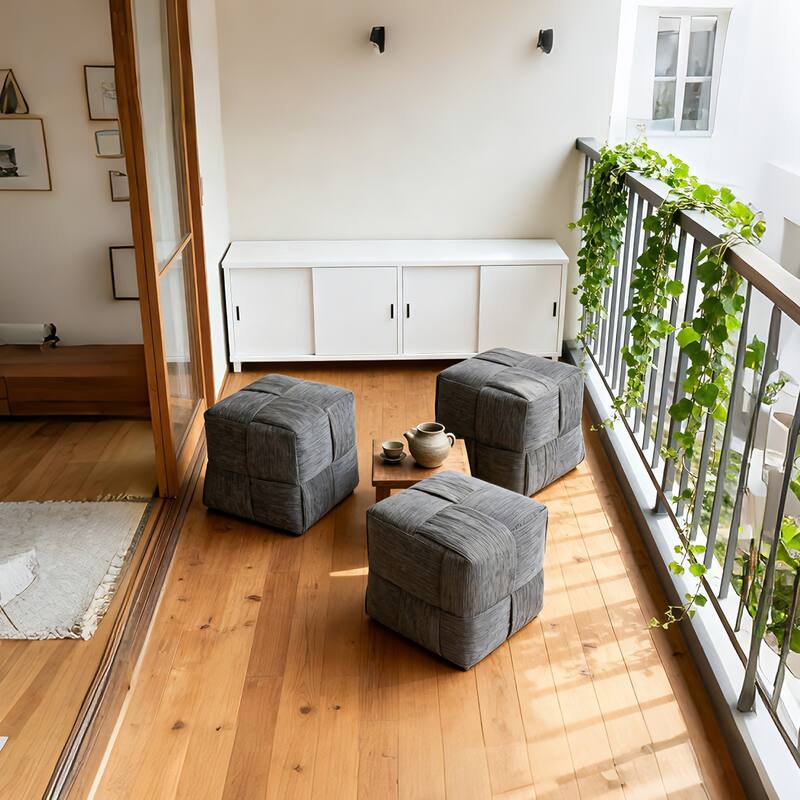 Ottoman Foot Rest Soft and Comfortable Ottoman Square Corduroy Woven Design Sofa Stool