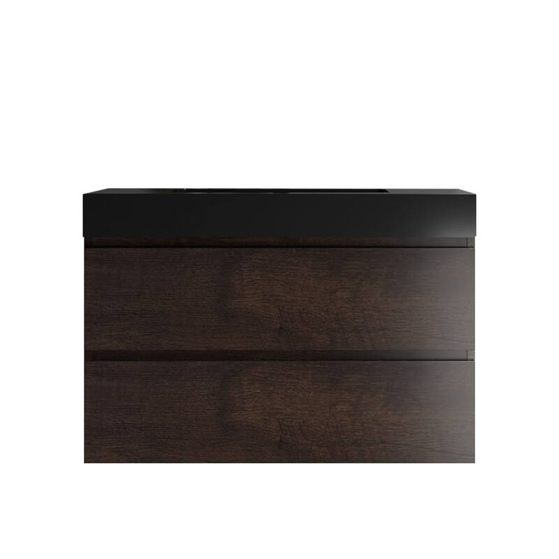 Integrated engineered quartz basin WITHOUT drain and faucet, matte black color