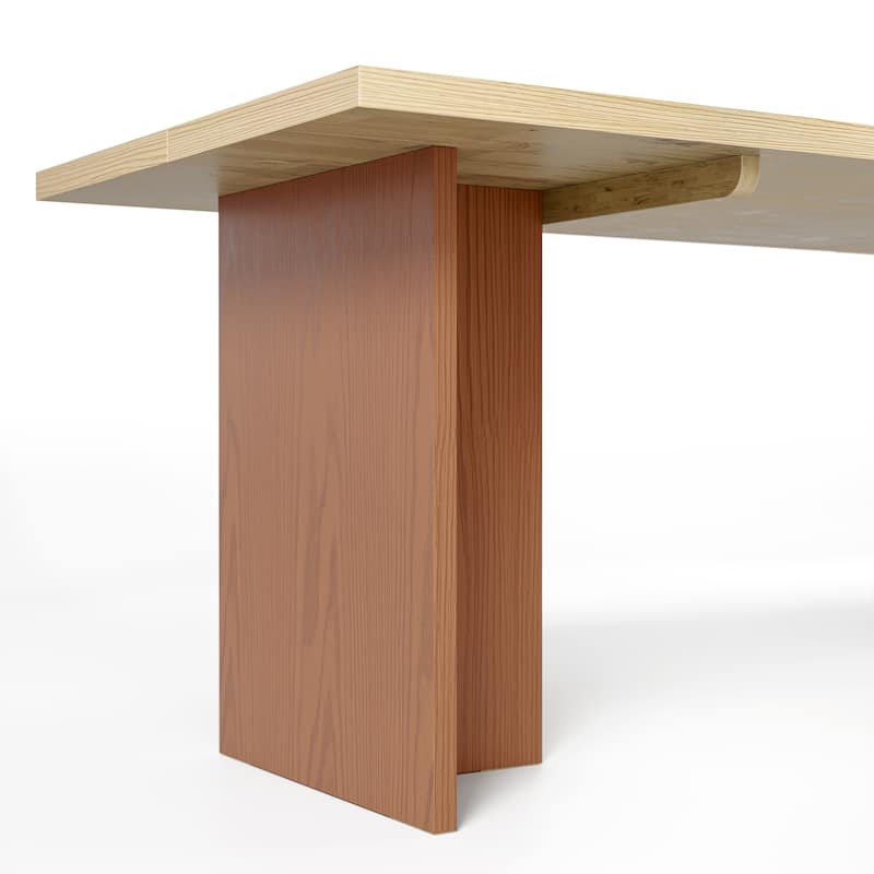 Solid Wood Dining Table 84 Inch, Modern Farmhouse Kitchen Table for 6-8 People, Natural Wood Rectangular Table - 84"